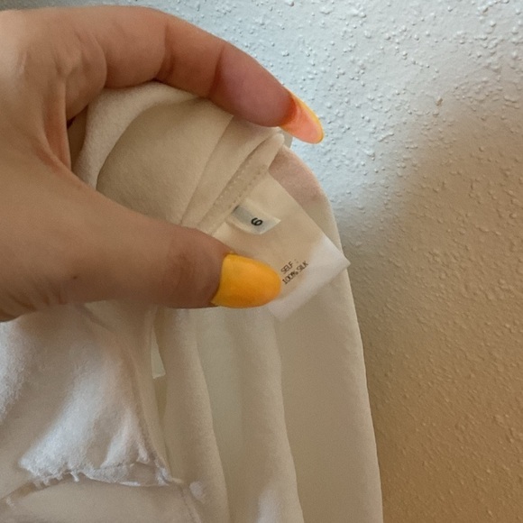 Yigal Azrouel 100% Silk Ruffle Lace White Blouse Size 6 - Picture 9 of 12